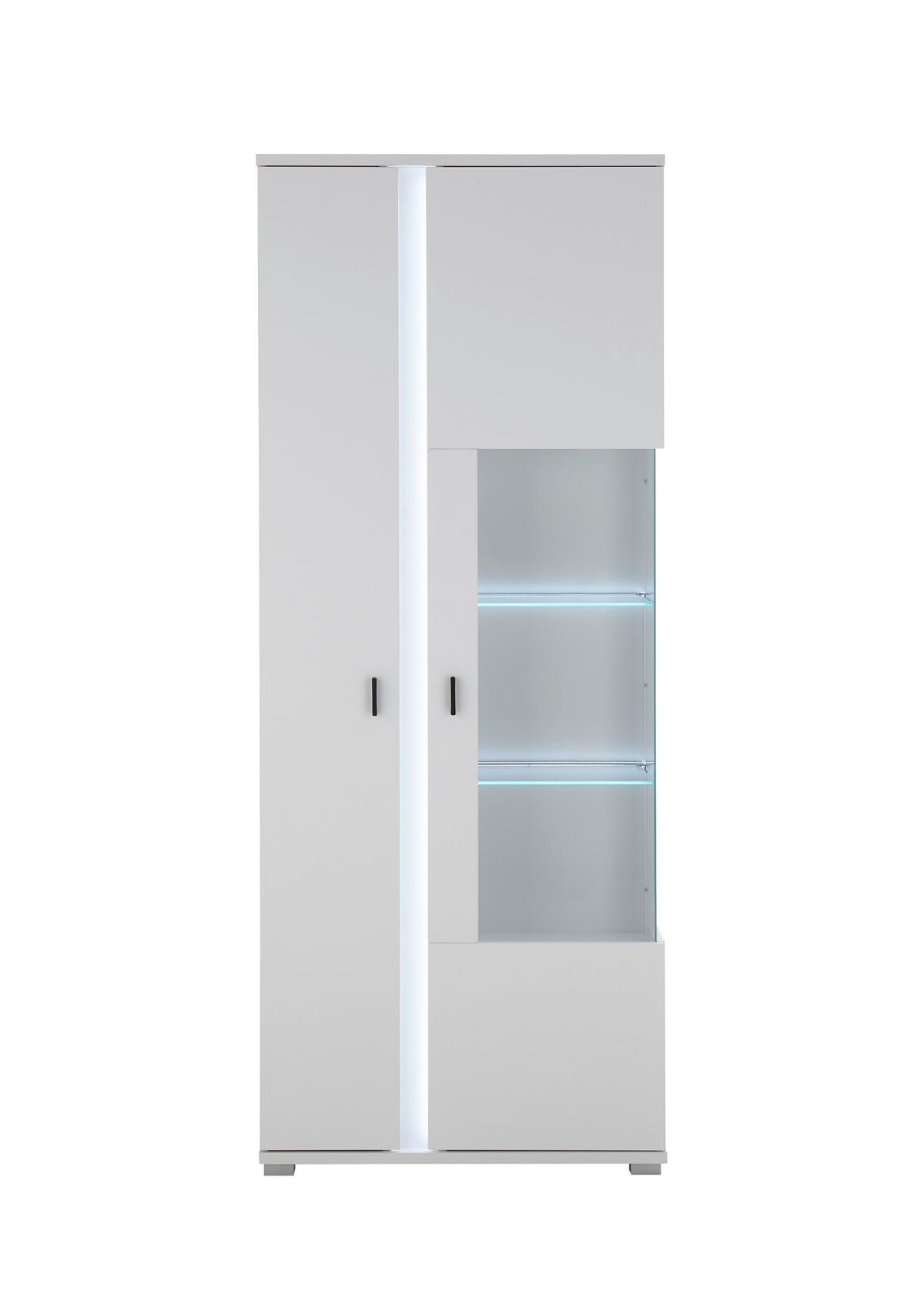 VITRINE in Weiß  - Silberfarben/Schwarz, Design, Glas/Holzwerkstoff (80/200/35cm) - MID.YOU