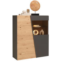 HIGHBOARD  in 112/138/42,3 cm  - Wildeiche/Graphitfarben, Natur, Glas/Holz (112/138/42,3cm) - Voglauer