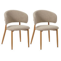 STUHL-SET 2 Stück  in Stahl Bouclé  - Sandfarben, MODERN, Textil/Metall (54/79/54cm) - Livetastic