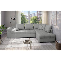 ECKSCHLAFSOFA Alvito in Chenille Silberfarben  - Silberfarben/Schwarz, MODERN, Holz/Textil (298/202cm) - MID.YOU