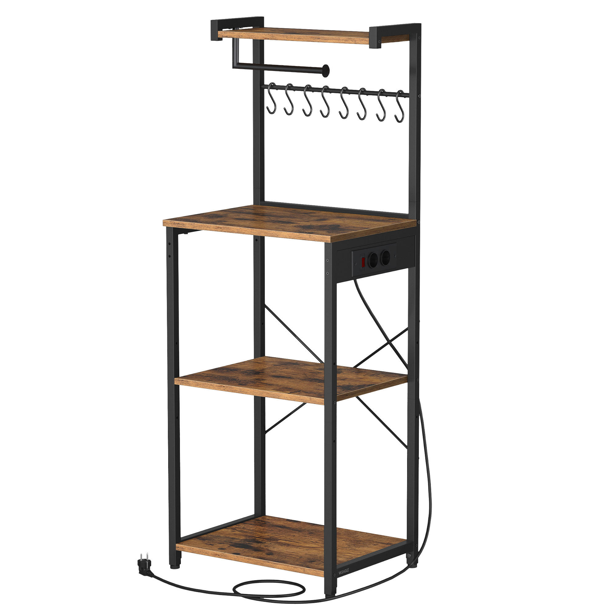 KÜCHENREGAL  - Dunkelbraun/Schwarz, Trend, Holzwerkstoff/Metall (45/140/40cm) - Boxxx