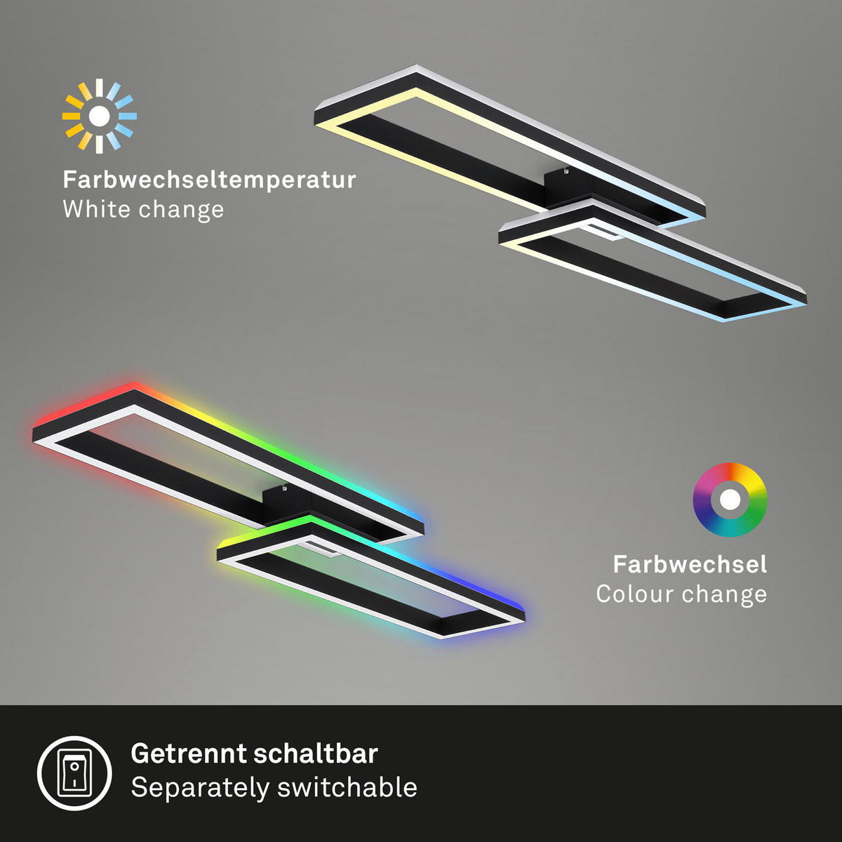 LED-DECKENLEUCHTE 119,5/27,5/10 cm   - Schwarz, Design, Kunststoff/Metall (119,5/27,5/10cm)