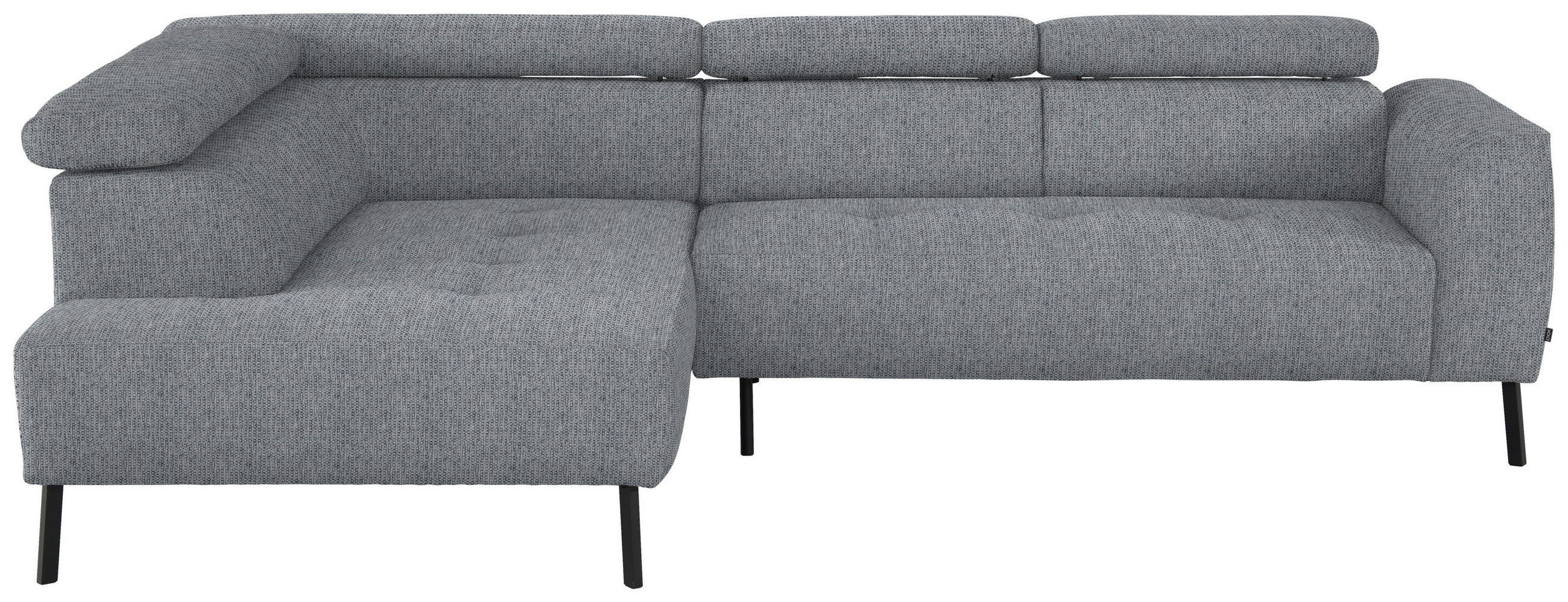 ECKSOFA in Webstoff Hellgrau  205/280 cm  - Hellgrau/Schwarz, Design, Textil/Metall (205/280cm) - Xora