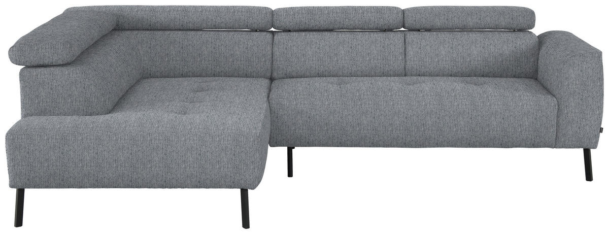 ECKSOFA in Webstoff Hellgrau  205/280 cm  - Hellgrau/Schwarz, Design, Textil/Metall (205/280cm) - Xora