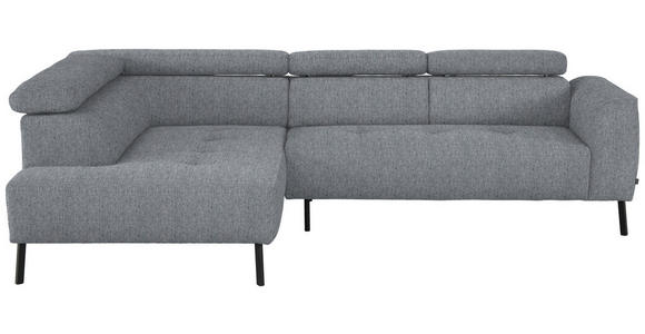 ECKSOFA in Webstoff Hellgrau 205/280 cm - Hellgrau/Schwarz, Design, Textil/Metall (205/280cm) - Xora