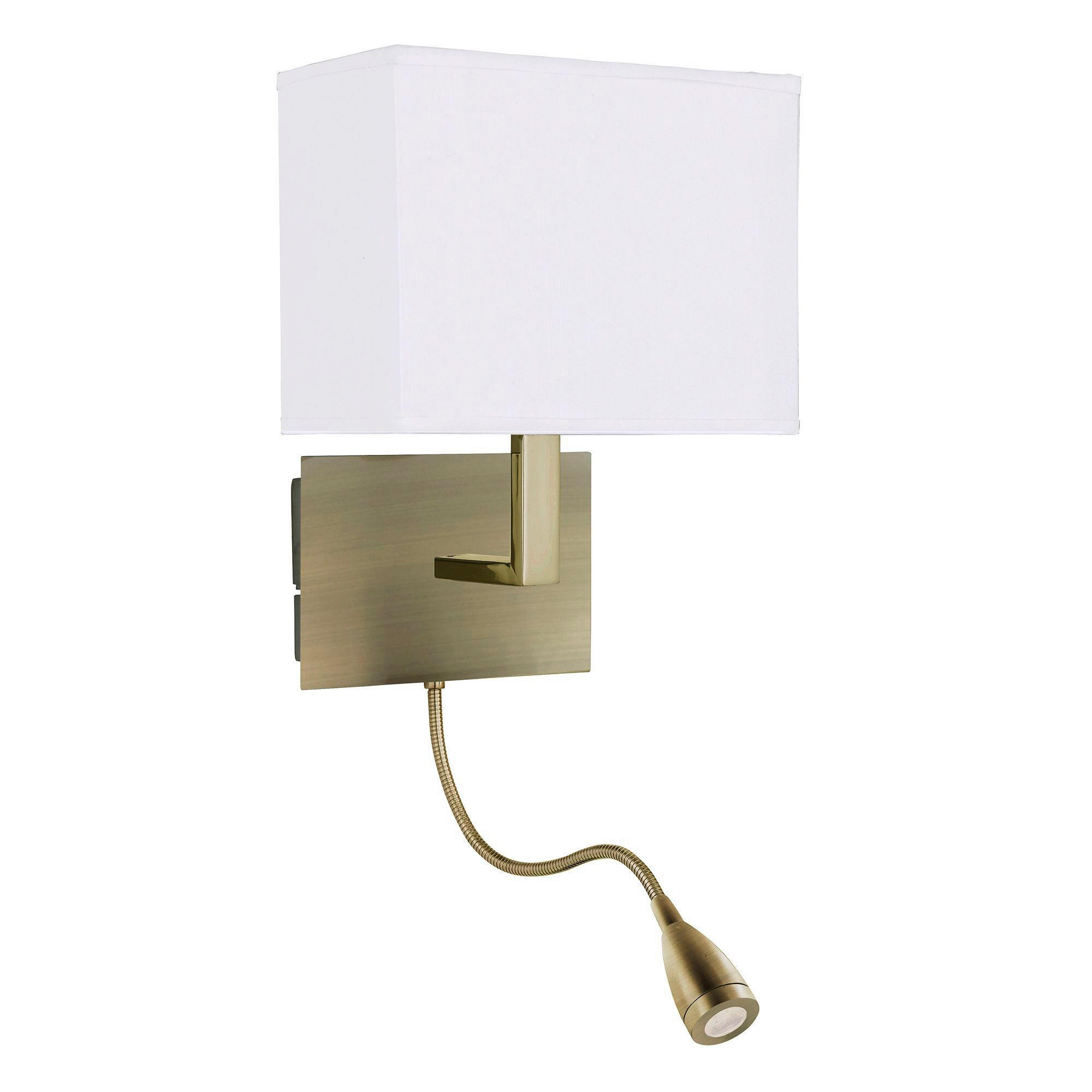 WANDLEUCHTE Hotel 20/26/26 cm   - Messingfarben/Weiß, KONVENTIONELL, Kunststoff/Textil (20/26/26cm) - Searchlight