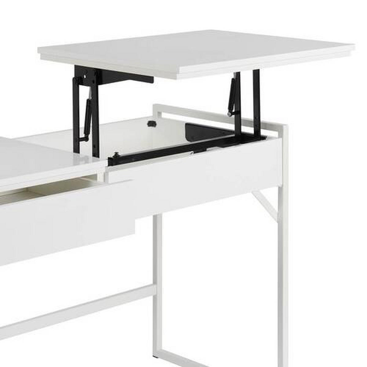 SCHREIBTISCH 105/50/75,8-100 cm Weiß Stauraum mechanisch  - Weiß, Design, Holzwerkstoff/Metall (105/50/75,8-100cm) - Novel