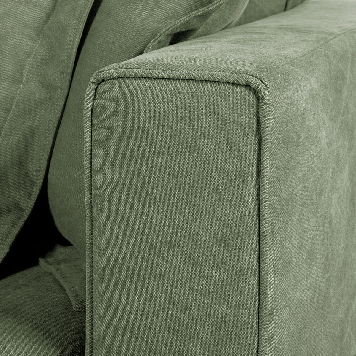 ECKSOFA STELLA in Webstoff Olivgrün Zierkissen, Rückenkissen  238/222 cm  - Schwarz/Olivgrün, Design, Kunststoff/Textil (238/222cm) - P & B