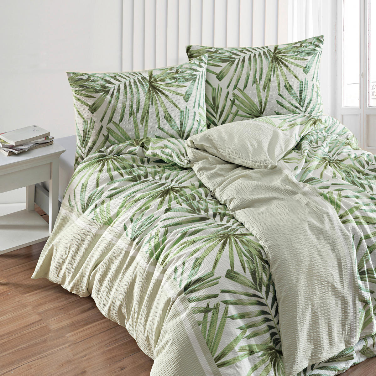 BETTWÄSCHE Seersucker 140/200 cm  - Salbeigrün, KONVENTIONELL, Textil (140/200cm) - Florella