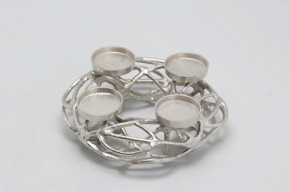 ADVENTSKERZENHALTER  - Nickelfarben, KONVENTIONELL, Metall (24,5/10cm) - X-Mas
