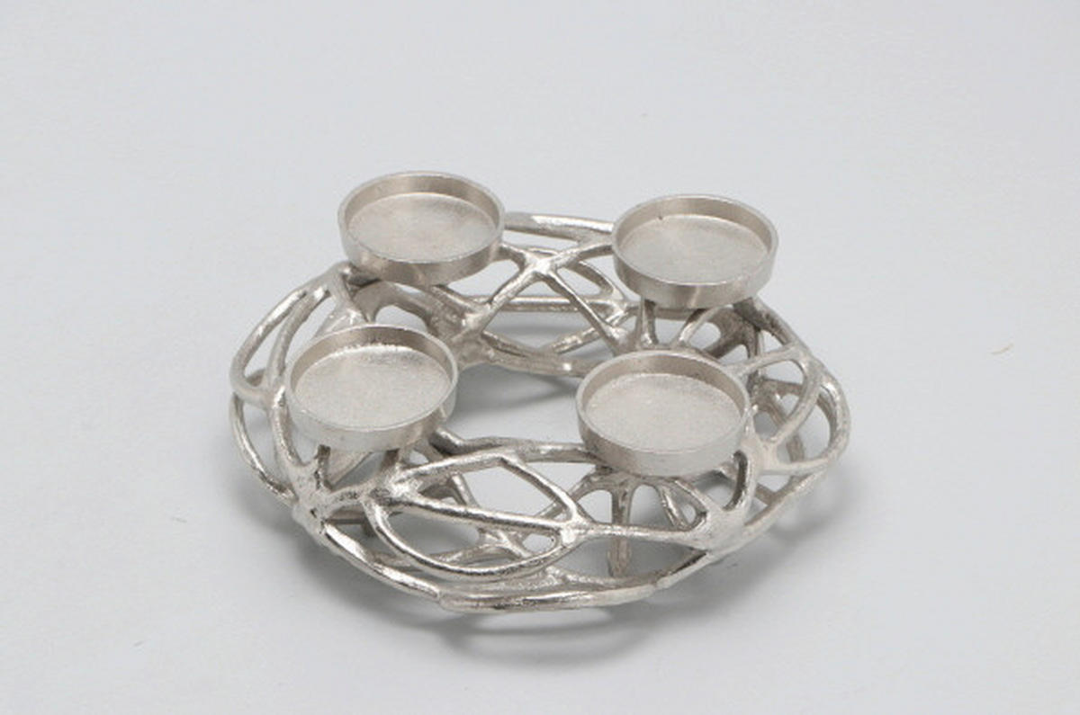 ADVENTSKRANZ  - Nickelfarben, KONVENTIONELL, Metall (24,5/10cm) - X-Mas