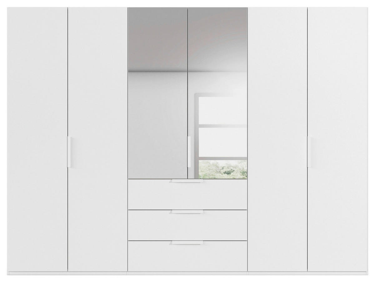 DREHTÜRENSCHRANK 301/235/61 cm,  in Weiß, 6-türig  - Weiß, Basics, Glas/Holzwerkstoff (301/235/61cm) - Novel