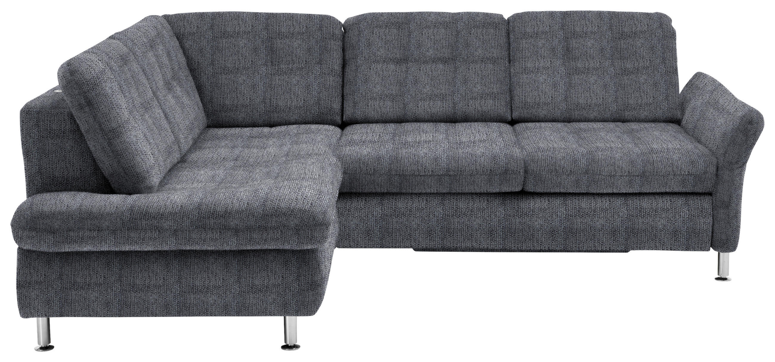 ECKSOFA Anthrazit Webstoff  - Chromfarben/Anthrazit, KONVENTIONELL, Textil/Metall (210/242cm) - Beldomo Style