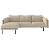 ECKSOFA Salama Beige Flachgewebe  - Beige/Schwarz, Design, Textil/Metall (160/268/100cm) - Novel