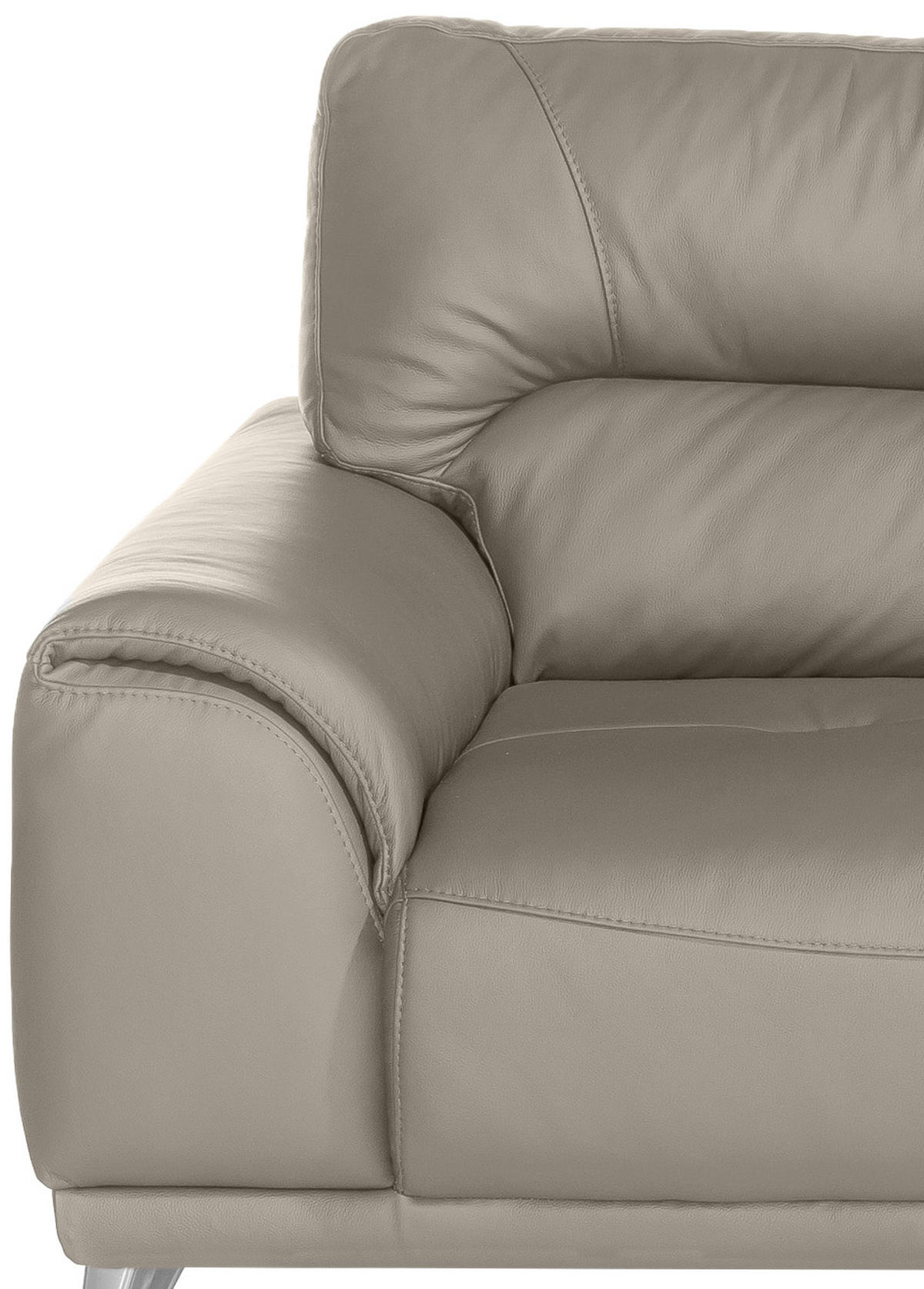 3-SITZER-SOFA Lederlook Sandfarben  - Sandfarben/Chromfarben, MODERN, Textil/Metall (210/92/96cm) - MID.YOU