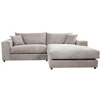 ECKSOFA  Cord, Velours Grau  - Schwarz/Grau, Basics, Kunststoff/Textil (265/180cm) - Livetastic