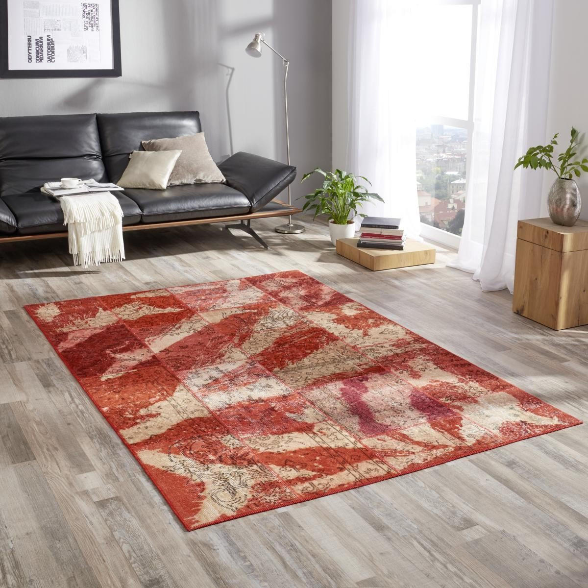 ORIENTALISK MATTA 120/180 cm Splash Red Mix  - röd, Trend, textil (120/180cm) - Cazaris