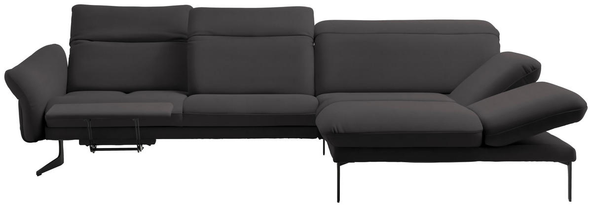ECKSOFA in Echtleder Grau  - Anthrazit/Grau, Design, Leder/Metall (299/203cm) - Himolla