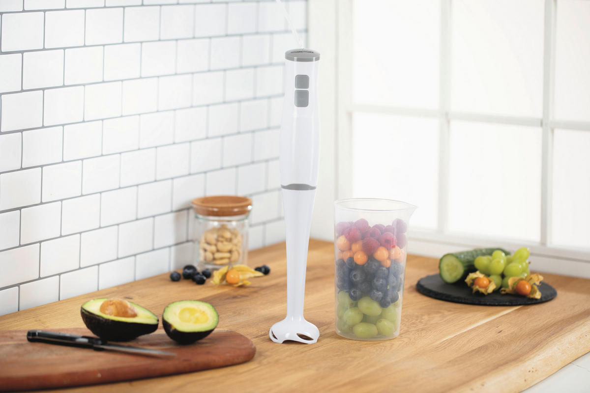 STABMIXER GOURMETmaxx  - Weiß/Grau, Basics, Kunststoff/Metall (6,5/6,5/37cm) - GOURMETMAXX