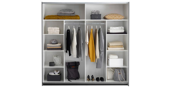 SCHWEBETÜRENSCHRANK  in Graphitfarben, Eichefarben  - Eichefarben/Schwarz, MODERN, Holzwerkstoff/Metall (215/210/60cm) - Carryhome