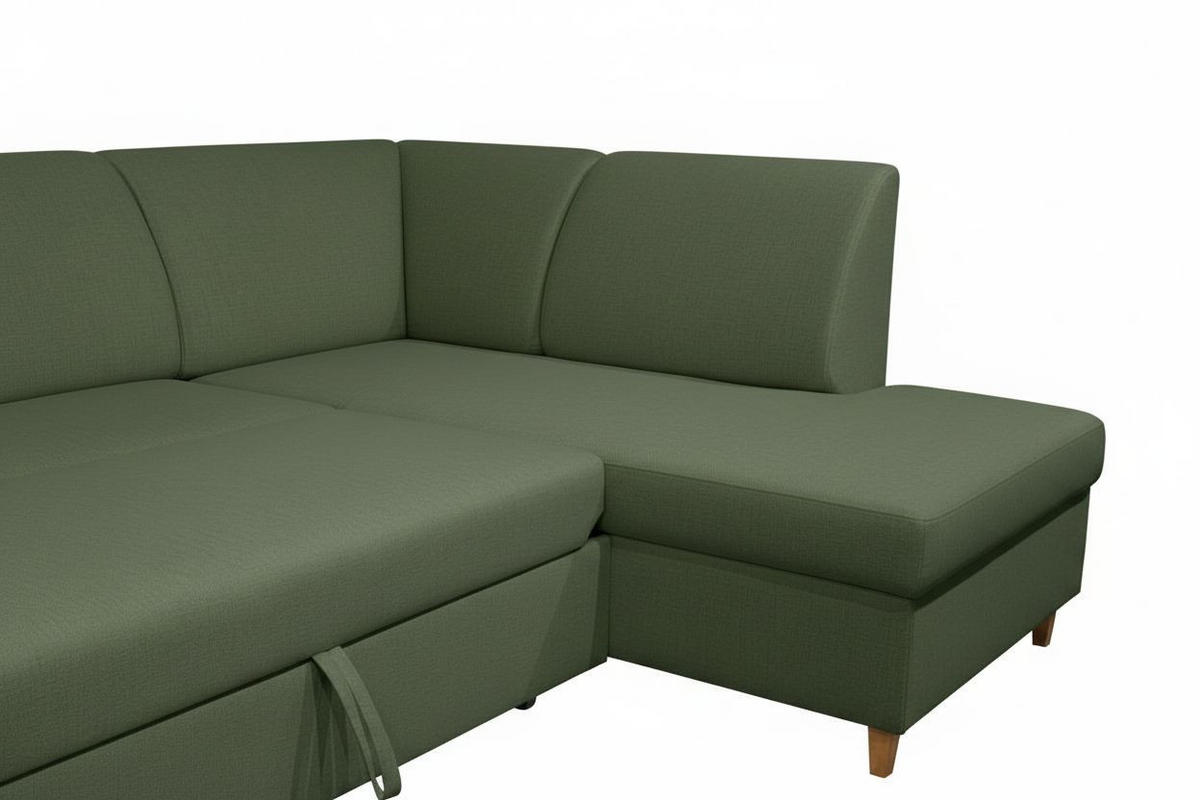 WOHNLANDSCHAFT NIKAS Grün Bouclé  - Buchefarben/Grün, Design, Holz/Textil (310/160/145cm) - MID.YOU