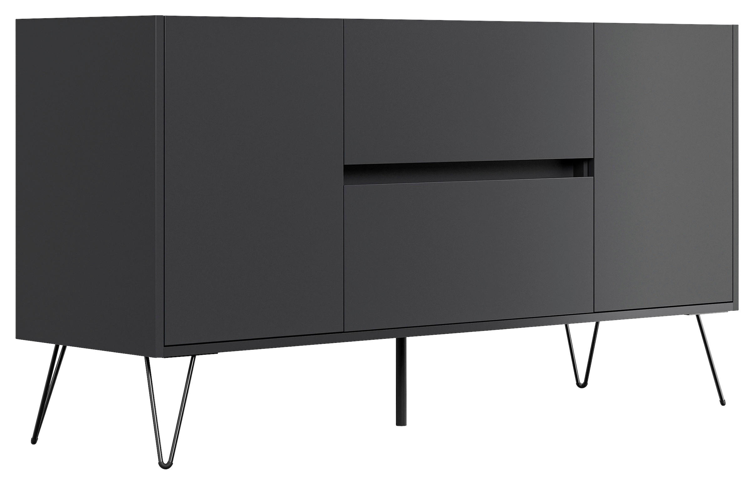 SIDEBOARD Posseik Industrial 139/75,8/42 cm 2 Schublade(n)  - Eichefarben/Graphitfarben, Design, Holzwerkstoff/Metall (139/75,8/42cm) - MID.YOU