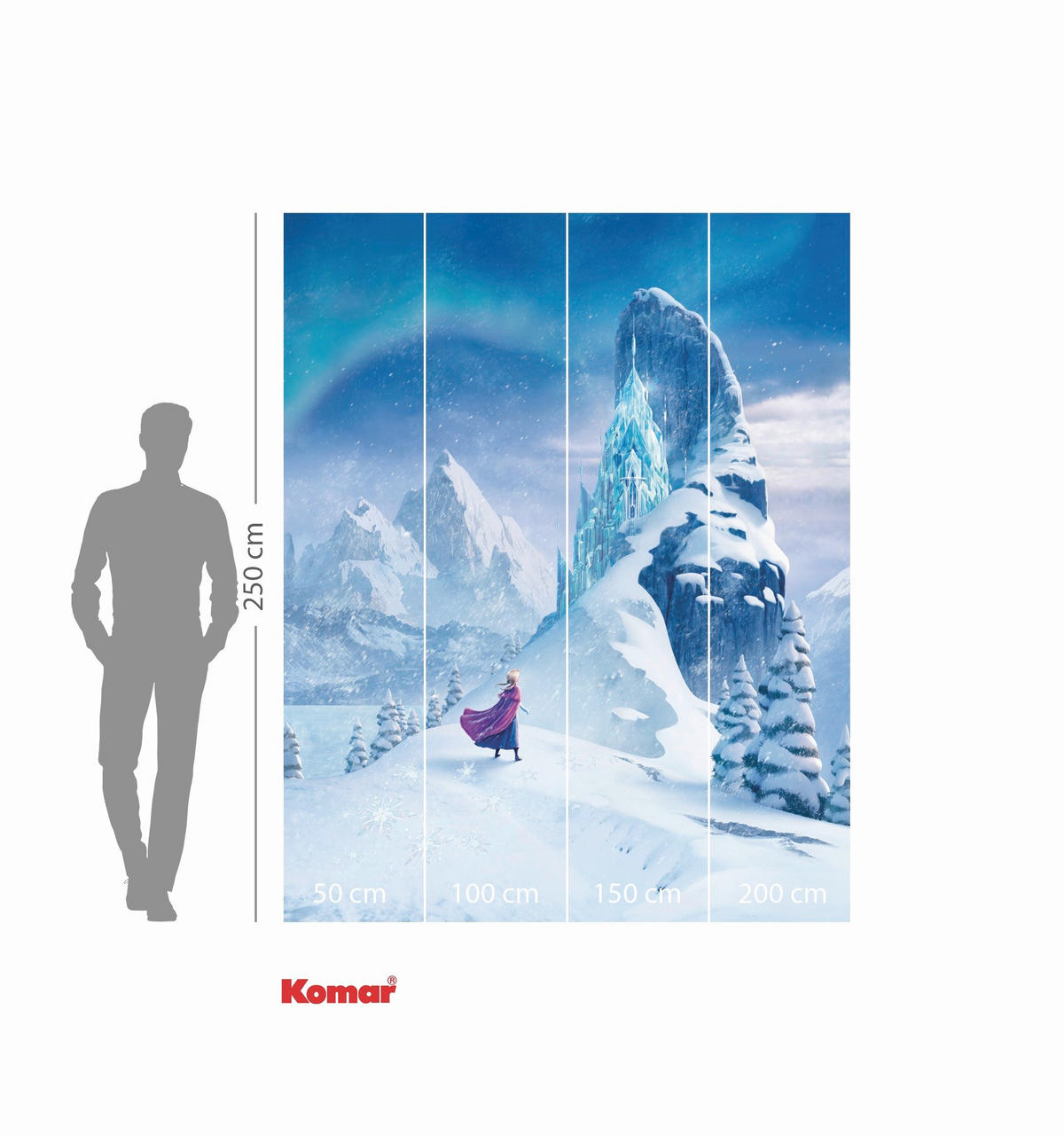 FOTOTAPETE FROZEN ICE CASTLE  - Blau, Design, Textil (200/250cm) - Disney