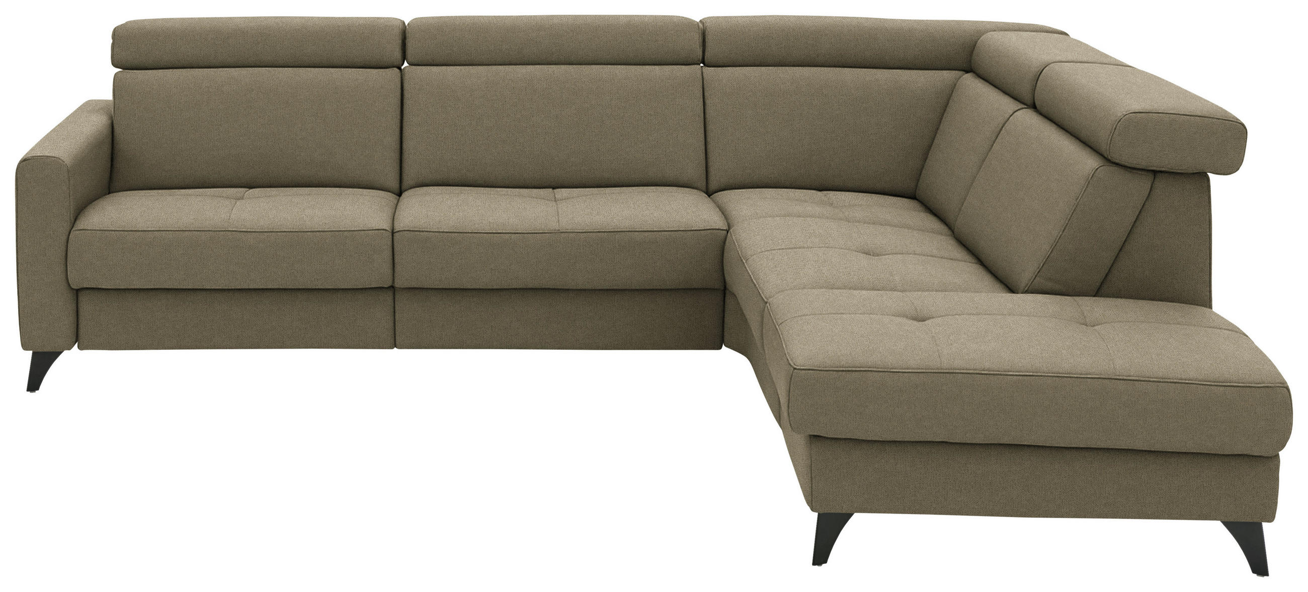 ECKSOFA Flachgewebe Graugrün  - Schwarz/Graugrün, Konventionell, Textil/Metall (276/214cm) - Beldomo System
