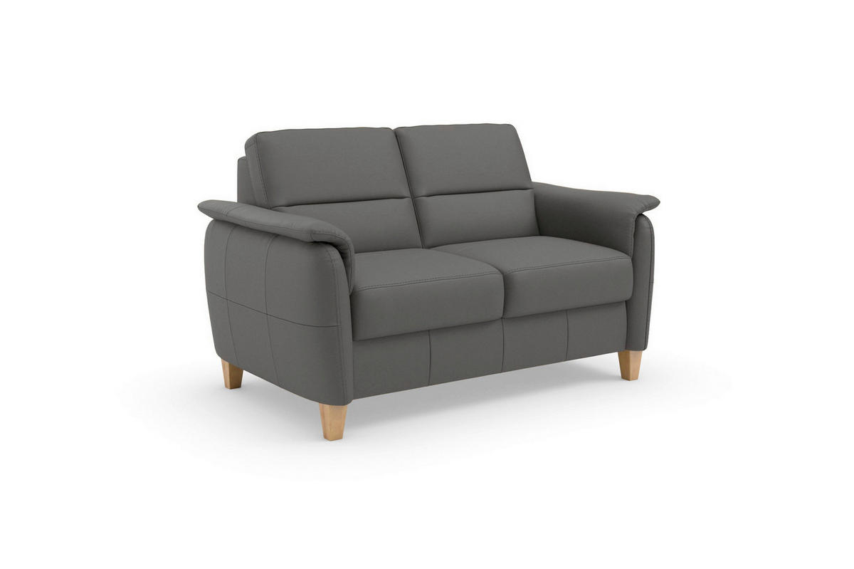 2-SITZER-SOFA PALMERA E Mokka Echtleder  - Eichefarben/Mokka, Basics, Leder/Holz (149/89/89cm) - Sit & More