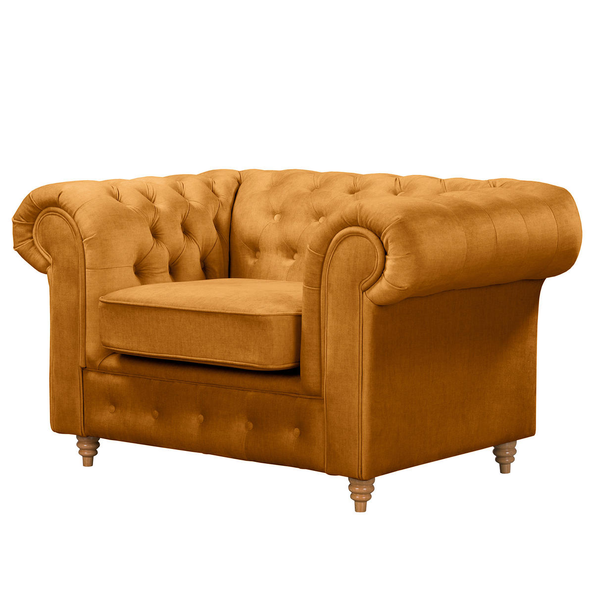 SESSEL in Mikrofaser Bernsteinfarben  - Bernsteinfarben, Design, Holz/Textil (128/75/91cm) - P & B