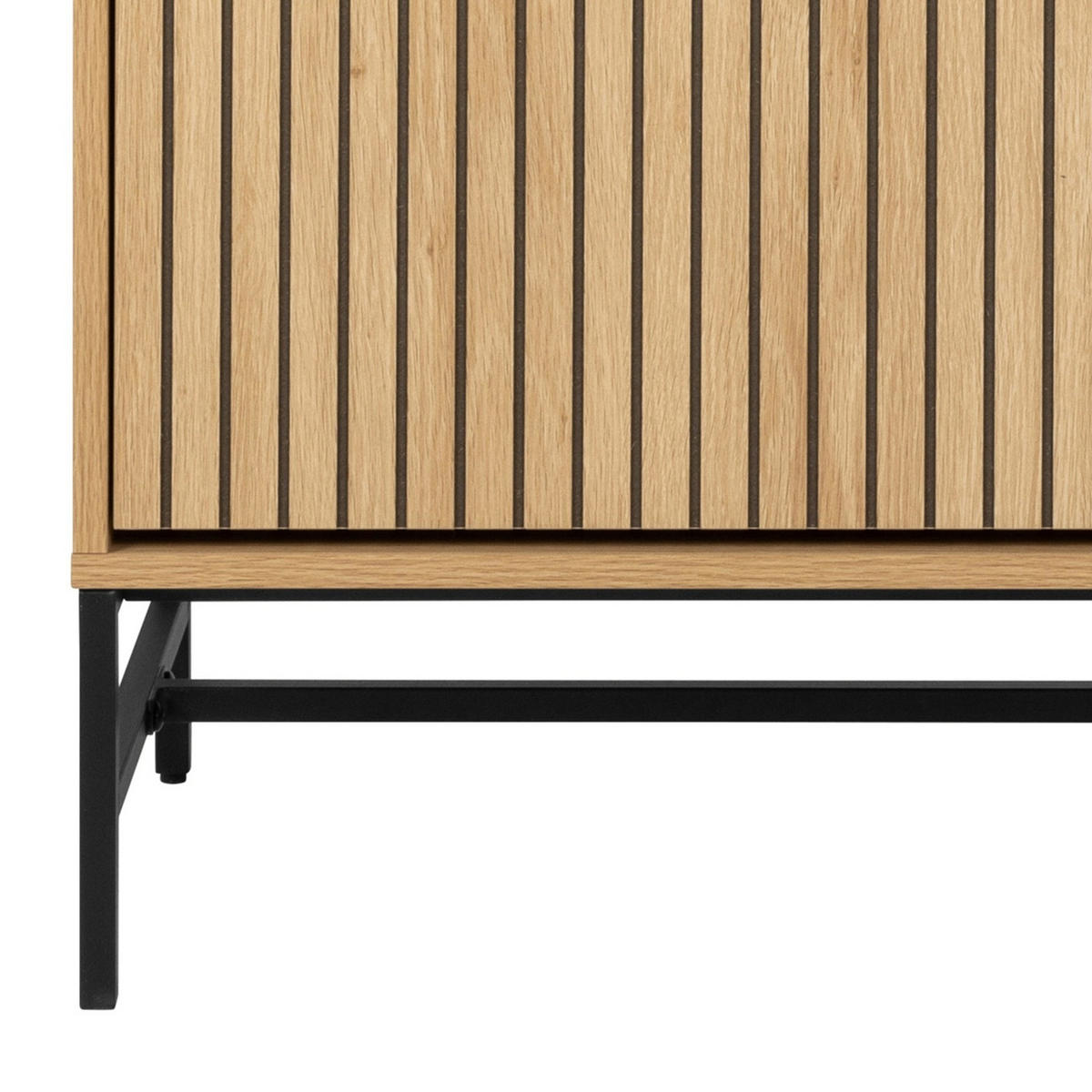 OMARA S KLASIČNIMI VRATI, furnirano hrast naravne barve, črna  - črna/naravne barve, Design, kovina/leseni material (99/200/60cm) - MID.YOU