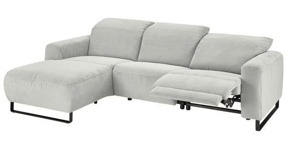 ECKSOFA  in Cord Hellgrau  180/266 cm  - Hellgrau/Schwarz, KONVENTIONELL, Textil/Metall (180/266cm) - Hom`in