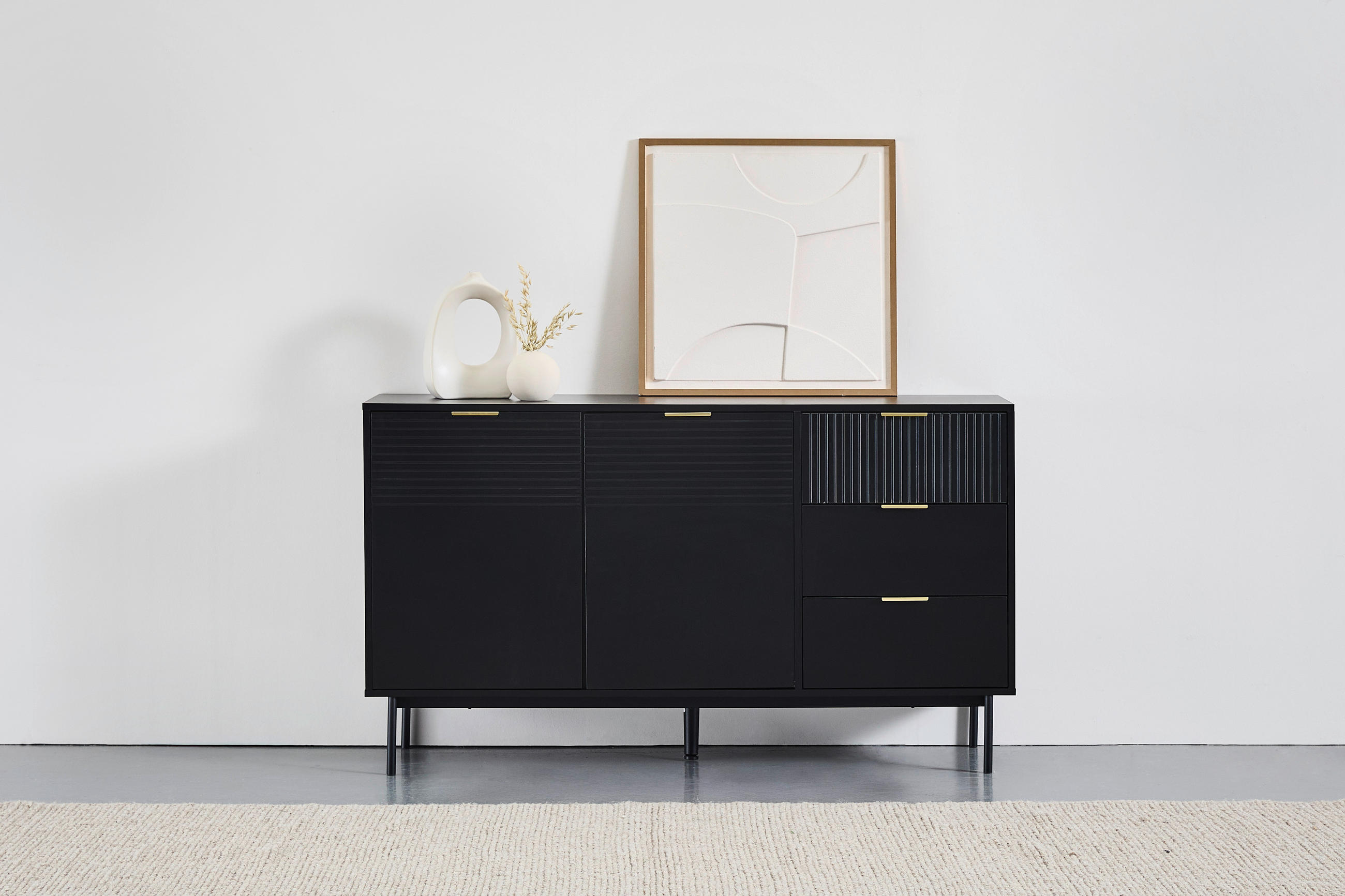 SIDEBOARD Dodoma  in 140/80/40 cm  - Goldfarben/Schwarz, Design, Holzwerkstoff/Metall (140/80/40cm) - Livetastic