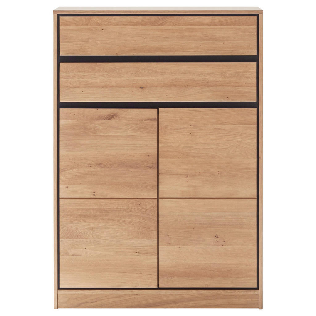 Thumbnail - Linea Natura Highboard, Eiche Bianco, Holzwerkstoff, Asteiche, furniert, massiv, 1 Fächer, 2 Schubladen, 86x123x40 cm, B...
