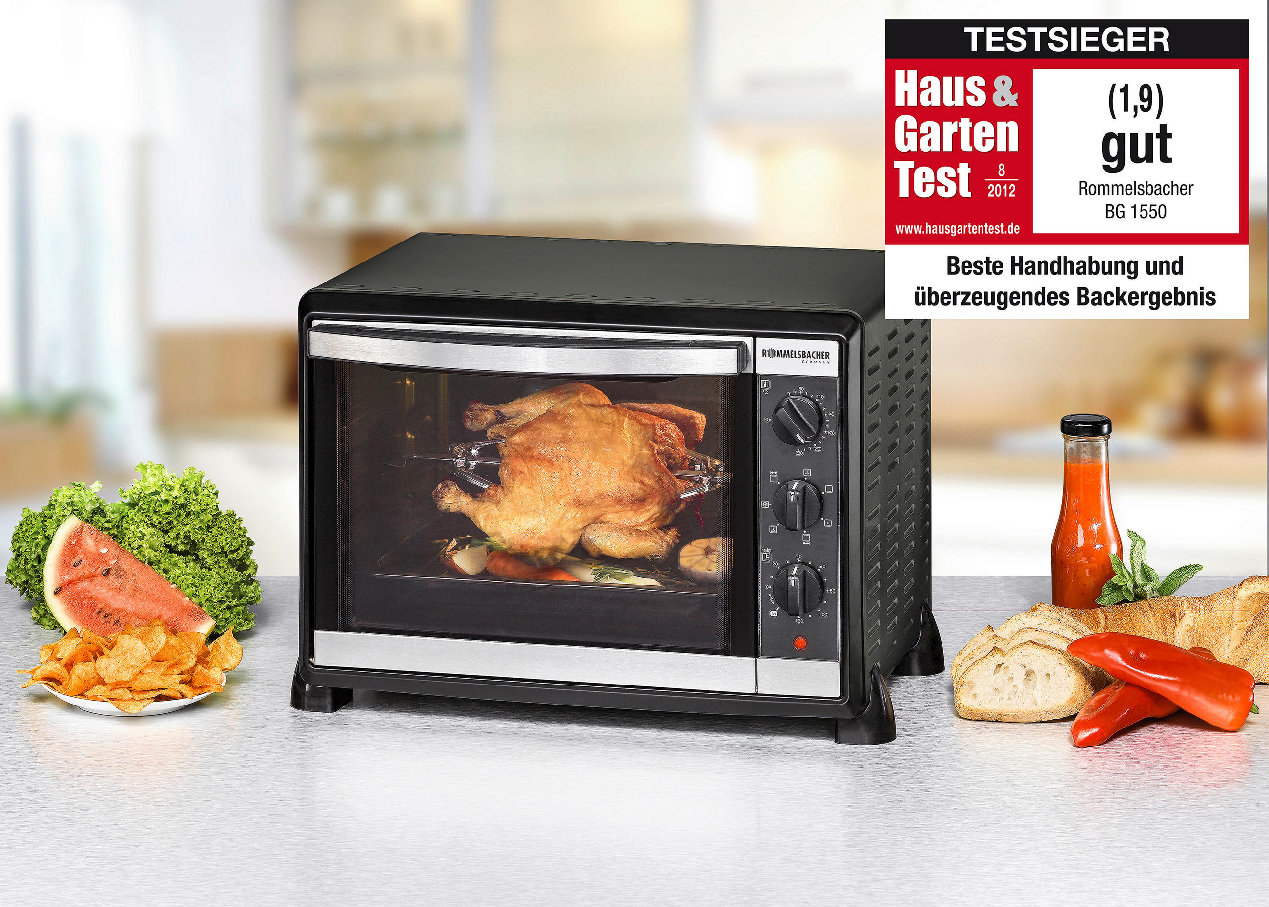 MINIBACKOFEN  - Schwarzchrom, Basics, Metall (48.5/34/39.5cm) - Rommelsbacher