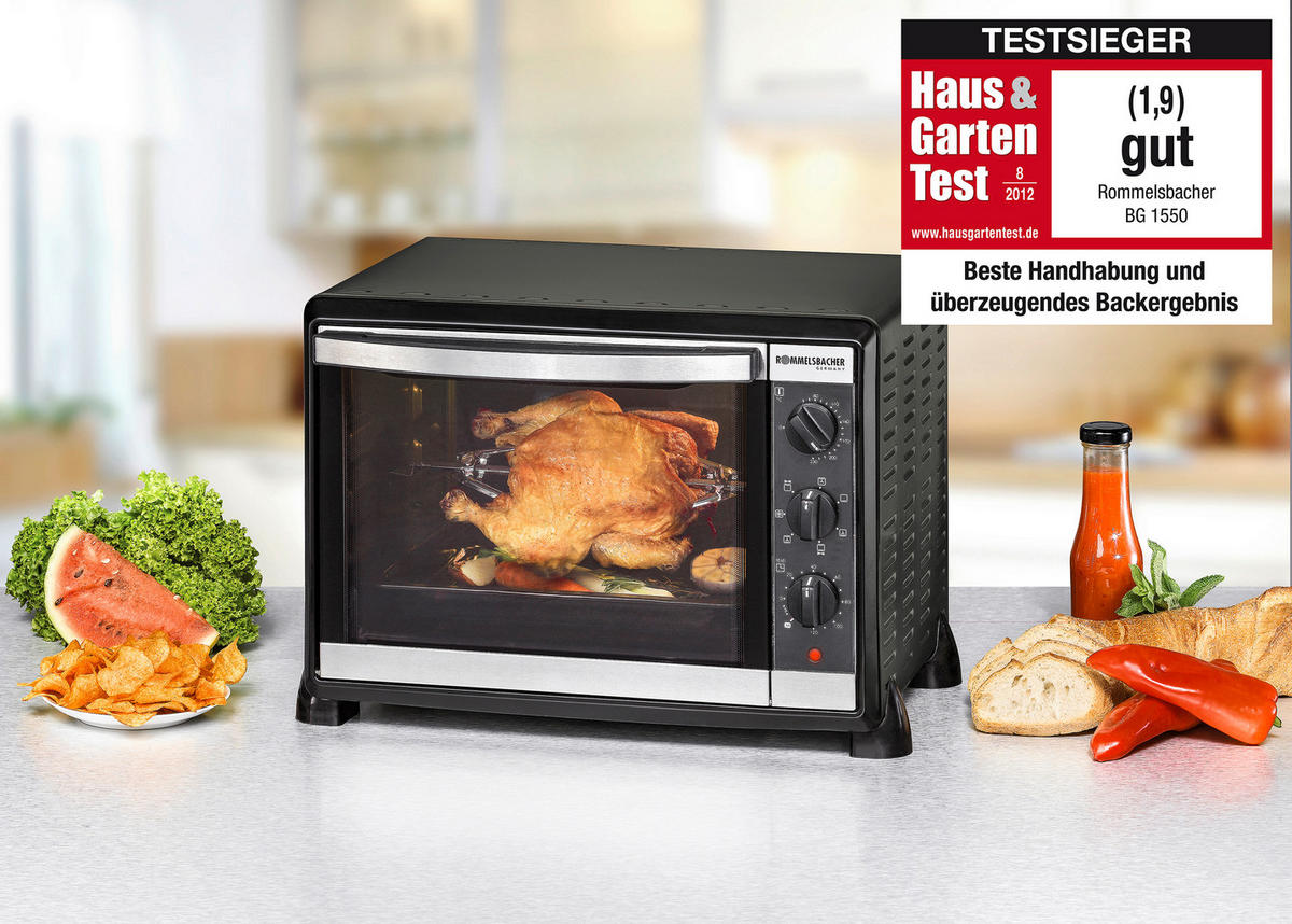 MINIBACKOFEN  - Schwarzchrom, Basics, Metall (48.5/34/39.5cm) - Rommelsbacher