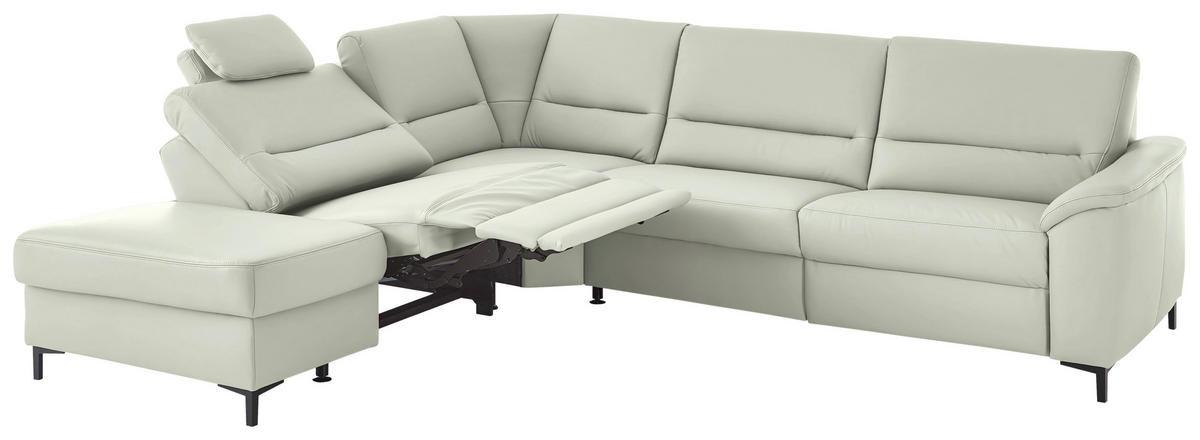 ECKSOFA  in Echtleder Silberfarben  249/290 cm  - Silberfarben/Schwarz, KONVENTIONELL, Leder/Metall (249/290cm) - Beldomo Premium
