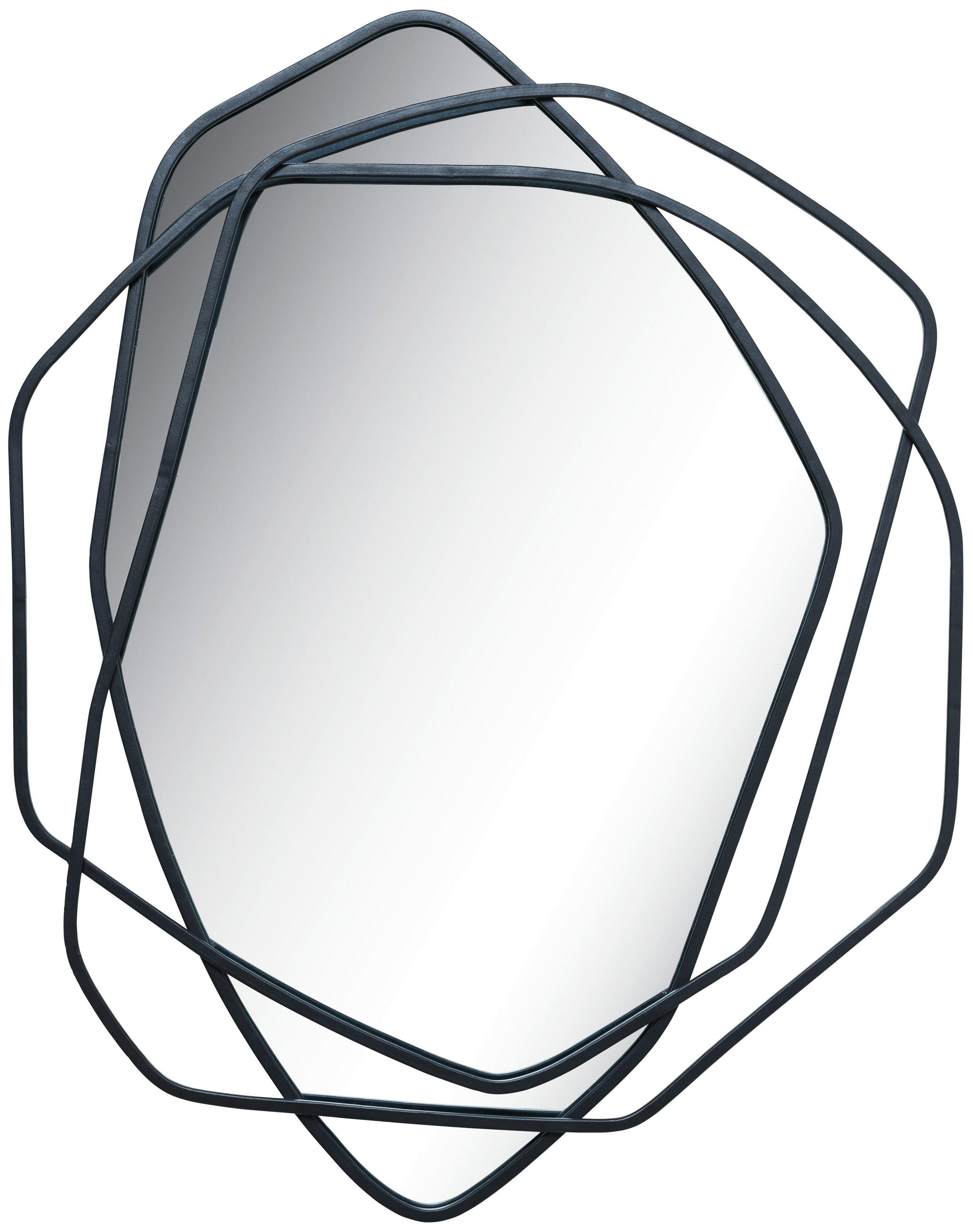 NÁSTENNÉ ZRKADLO 70/90/1 cm  - čierna, Trend, kov/kompozitné drevo (70/90/1cm) - Ambia Home