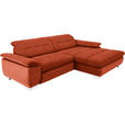 ECKSOFA in Mikrofaser Orange  - Chromfarben/Orange, Design, Textil/Metall (265/180cm) - Carryhome