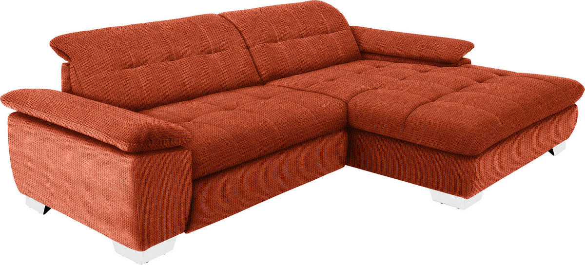 ECKSOFA in Mikrofaser Orange  - Chromfarben/Orange, Design, Textil/Metall (265/180cm) - Carryhome