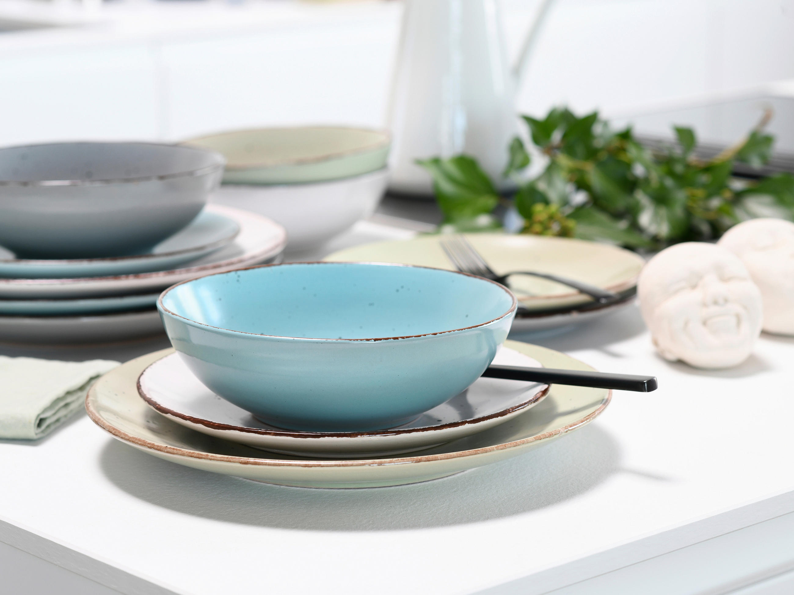 SERVIS Fashion 12 delar  - ljusgrå/pastellgrön, Basics, keramik - Creatable