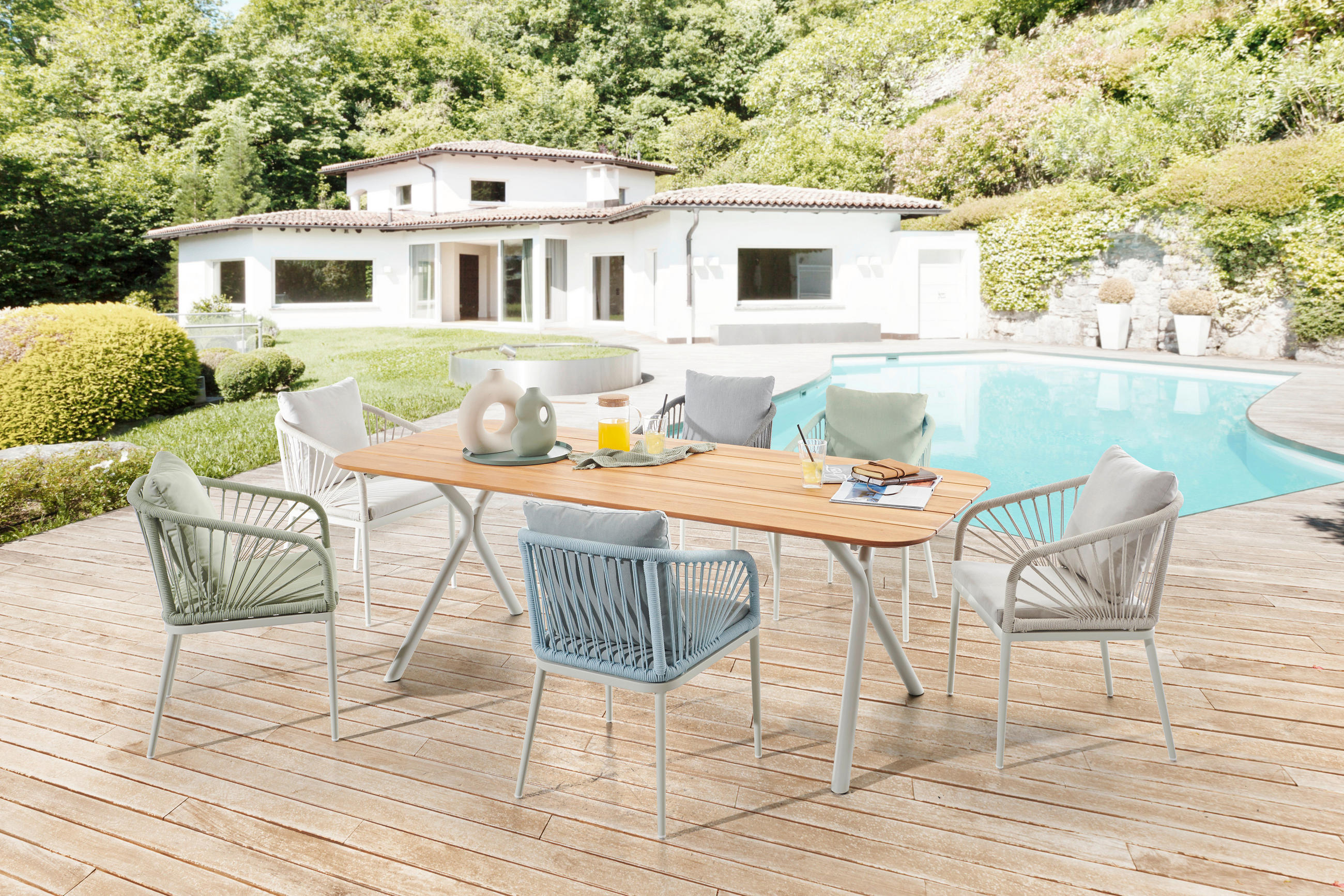 GARTENSESSEL Metall, Textil Hellgrau  - Weiss/Hellgrau, Design, Textil/Metall (56/87/63cm)