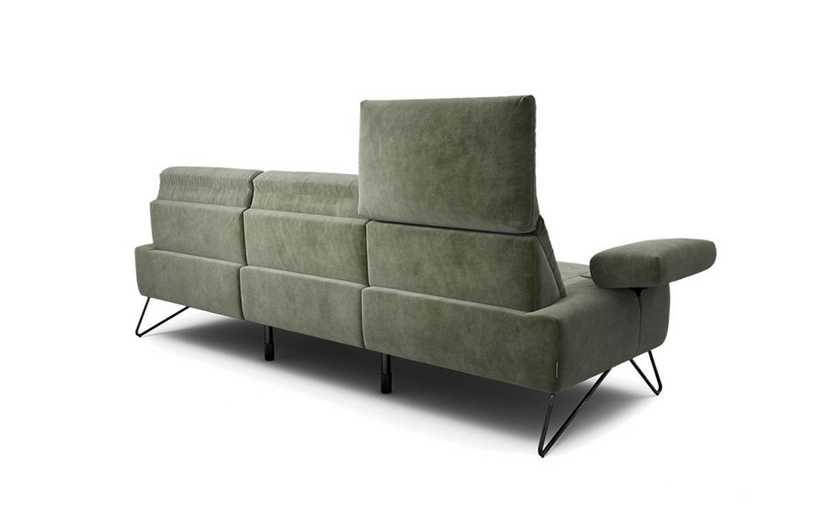 3-SITZER-SOFA Samt Waldgrün  - Waldgrün/Schwarz, Design, Textil/Metall (234-264/85/86-94cm) - SENSOO