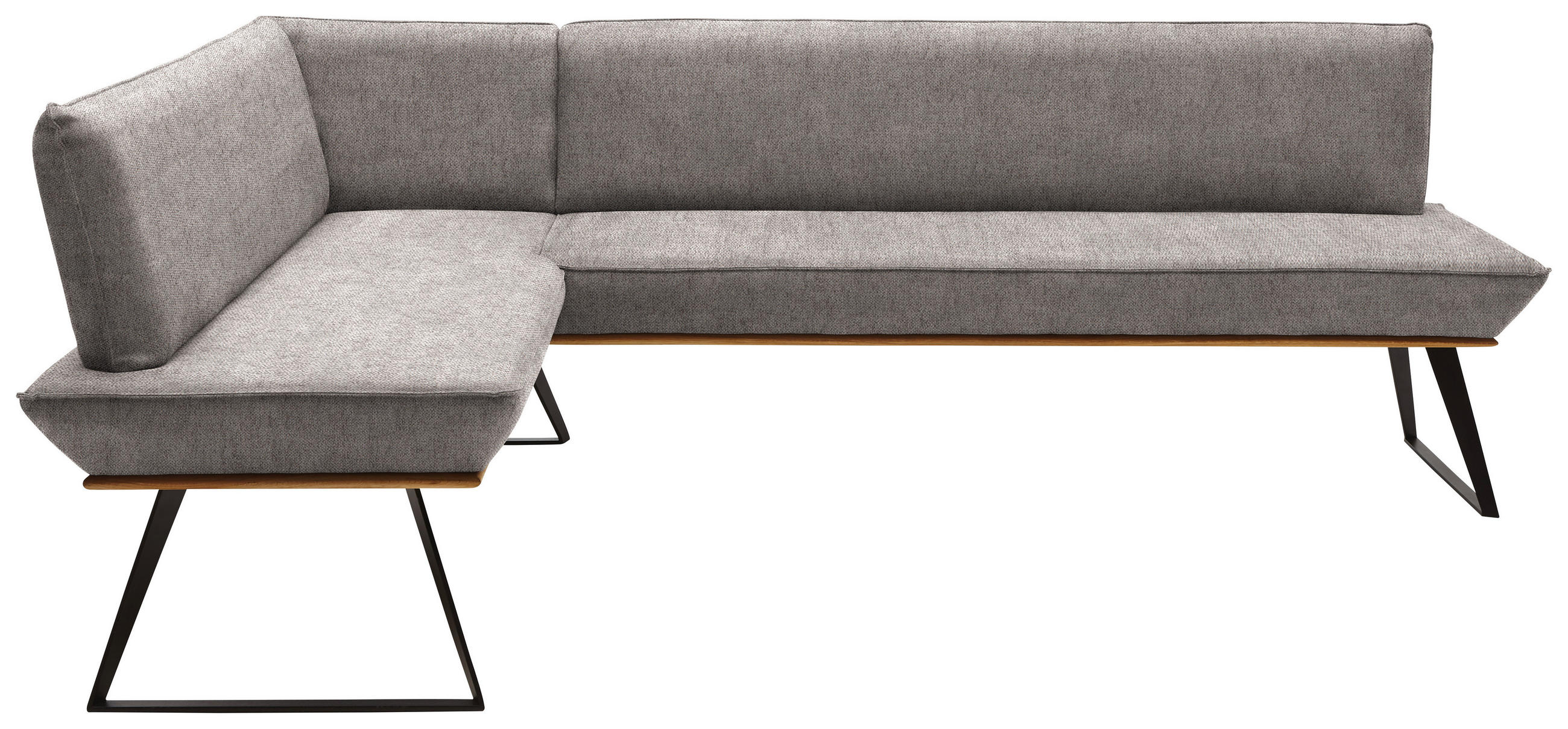 ECKBANK 163/243 cm  in Schwarz, Eichefarben, Hellbraun  - Hellbraun/Eichefarben, Design, Holz/Textil (163/243cm) - Voleo