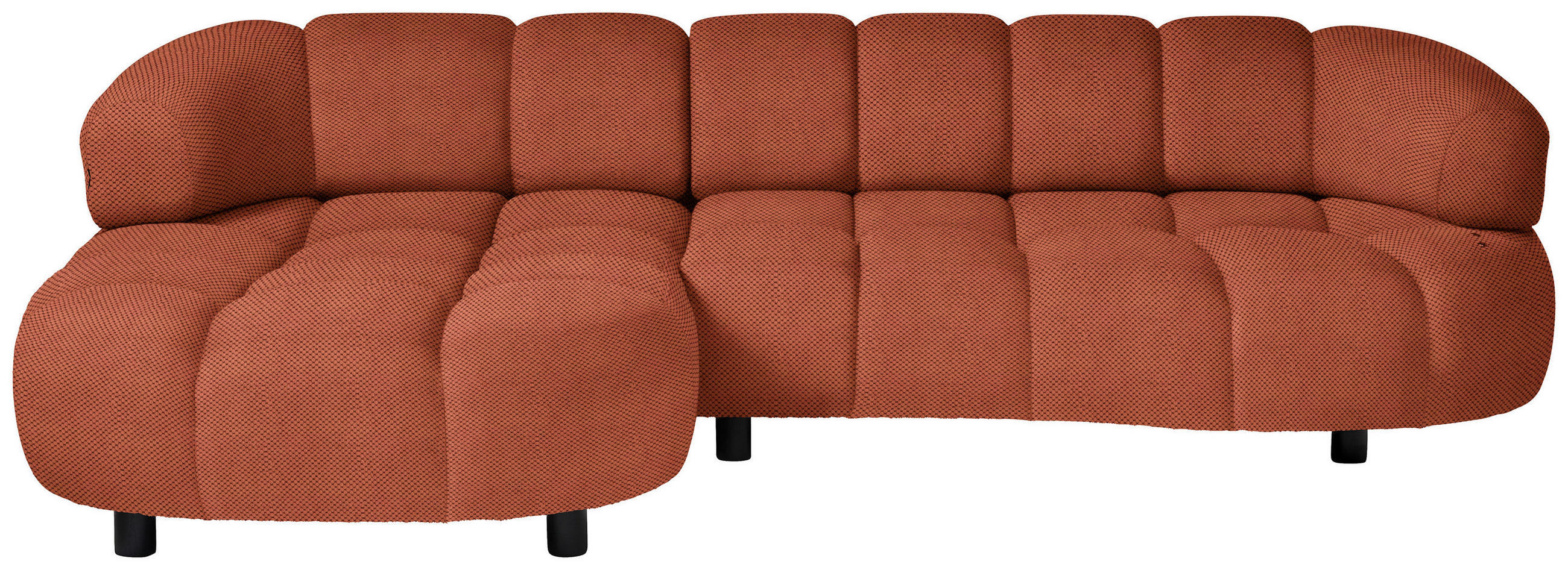 ECKSOFA in Webstoff Rostfarben  - Rostfarben/Schwarz, Design, Holz/Textil (183/284cm) - Welnova