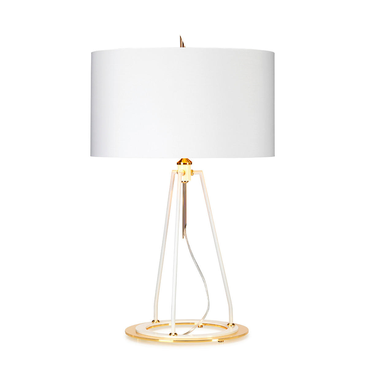 TISCHLEUCHTE - Weiss/Goldfarben, Konventionell, Textil/Metall (45/73.7cm) - Elstead Lighting