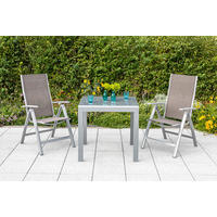 BALKONSET  - Taupe/Silberfarben, KONVENTIONELL, Glas/Textil - Gardenson