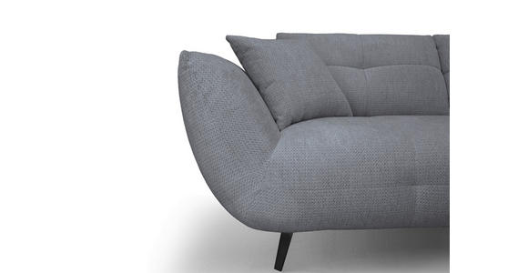 ECKSOFA Dunkelgrau Chenille Armlehnenkissen, Rücken echt, Sitztiefenverstellung  - Dunkelgrau/Schwarz, KONVENTIONELL, Textil/Metall (313/215cm) - Hom`in