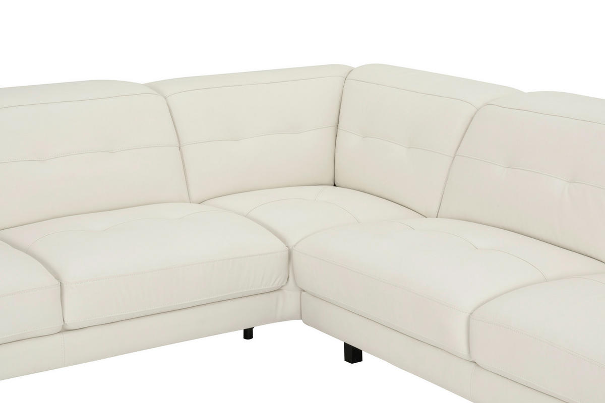 ECKSOFA Weiß Echtleder  - Schwarz/Weiß, MODERN, Leder/Metall (224/287cm) - MID.YOU