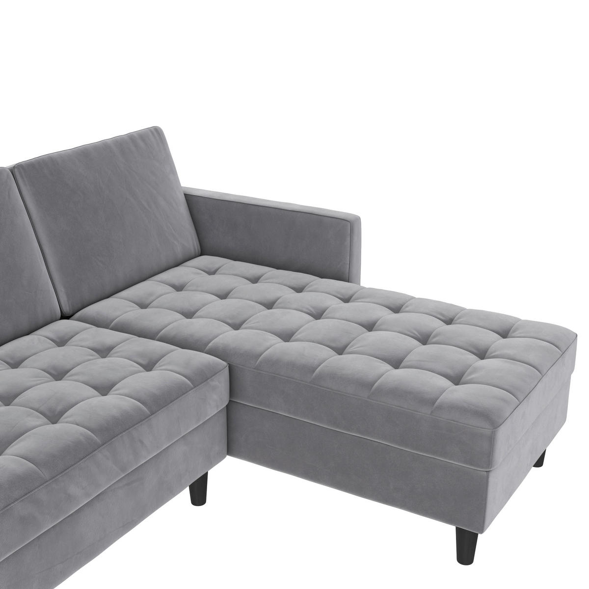 ECKSOFA PALERMO Grau Velours Schlaffunktion, Stauraum  - Schwarz/Grau, Basics, Kunststoff/Textil (213/154cm) - Livetastic